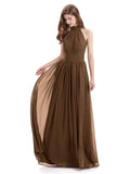 A-line Halter Elegant Chiffon Long Bridesmaid Dresses