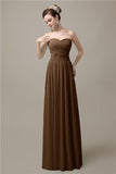 Sweetheart A-line Simple Chiffon Floor-Length Long Bridesmaid Dresses