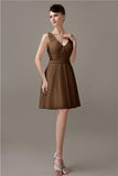 Charming A-line Chiffon V-neck Backless Bridesmaid Dresses