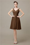 Elegant V-neck  A-line Knee-Length Bridesmaid Dresses