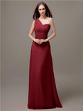 Unique One-shoulder Sleeveless A-line Floor-Length Bridesmaid Dresses