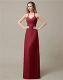 Halter Chiffon A-line Sleeveless Floor-Length Bridesmaid Dresses