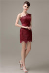 Charming Lace One-shoulder Short Bridesmaid Dresses