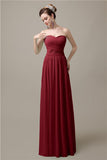 Sweetheart A-line Simple Chiffon Floor-Length Long Bridesmaid Dresses