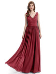 Elegant V-neck Floor Lenght Bridesmaid Dresses