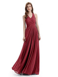 Elegant V-neck Side Slit Floor Length Bridesmaid Dresses