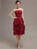 Elegant Strapless Princess A-line Knee-Length Bridesmaid Dresses