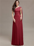 Chiffon A-line One-Shoulder Sleeveless Floor-Length Bridesmaid Dresses