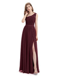 One-Shoulder A-line Top Lace Floor-Length Bridesmaid Dresses