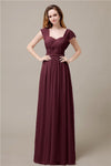 Cap Sleeves A-line Chiffon Floor-Length Bridesmaid Dresses