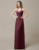 Halter Chiffon A-line Sleeveless Floor-Length Bridesmaid Dresses