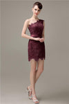 Charming Lace One-shoulder Short Bridesmaid Dresses