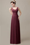 Spaghetti Strap A-line Simple Chiffon Floor-Length Long Bridesmaid Dresses