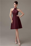 Halter Knee-length Chiffon A-line Short Bridesmaid Dresses