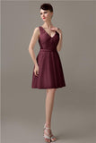 Charming A-line Chiffon V-neck Backless Bridesmaid Dresses