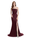 Elegant Strapless Split Side Floor-Length Bridesmaid Dresses