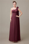 One Shoulder Chiffon A-line Floor-Length Bridesmaid Dresses