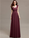 A-line One-Shoulder With Flowers Floor-Length Bridesmaid Dresses