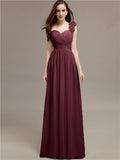 A-line One-Shoulder With Flowers Floor-Length Bridesmaid Dresses