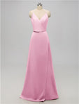 A-line V Neck Floor Length Bridesmaid Dresses