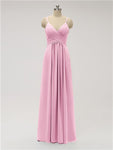 A-line Spaghetti Strap Chiffon Floor Length Bridesmaid Dresses