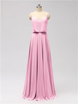 A-line Spaghetti Strap Chiffon Floor Length Bridesmaid Dresses