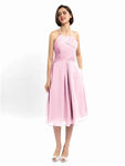 A-line Halter Sleeveless Pleats Short Bridesmaid Dresses