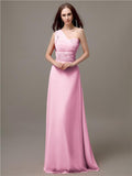 Unique One-shoulder Sleeveless A-line Floor-Length Bridesmaid Dresses