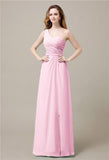 One-Shoulder A-line Sleeveless Floor-Length Bridesmaid Dresses