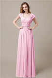 Cap Sleeves A-line Chiffon Floor-Length Bridesmaid Dresses