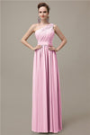 Charming One-shoulder A-line Chiffon Floor-Length Long Bridesmaid Dresses