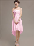 Straight High Low Chiffon Short Bridesmaid Dresses