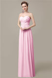 Simple A-line Chiffon Sweetheart Floor-Length Long Bridesmaid Dresses.