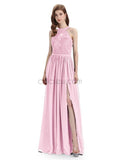 Beautiful Halter Chiffon A-line Sleeveless Floor-Length Bridesmaid Dresses