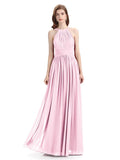 Charming Halter Chiffon A-line Sleeveless Floor-Length Bridesmaid Dresses