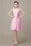 Elegant V-neck  A-line Knee-Length Bridesmaid Dresses