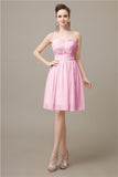 Simple Strapless Chiffon A-line Knee-Length Bridesmaid Dresses