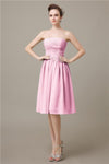 Pretty Strapless Chiffon A-line Knee-Length Bridesmaid Dresses