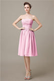 Pretty Strapless Chiffon A-line Knee-Length Bridesmaid Dresses