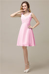 Chiffon A-line V-Neck Knee-Length Short Bridesmaid Dresses