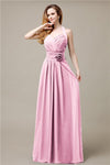 Pretty A-line Chiffon Hatler Floor-Length Bridesmaid Dresses