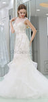 Cap Sleeveless Unique Design Mermaid Elegant Formal Long Prom Dresses With Beads LMX1153
