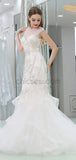 Cap Sleeveless Unique Design Mermaid Elegant Formal Long Prom Dresses With Beads LMX1153