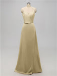 A-line V Neck Floor Length Bridesmaid Dresses