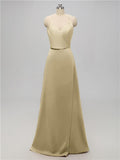 A-line V Neck Floor Length Bridesmaid Dresses