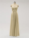 A-line Spaghetti Strap Chiffon Floor Length Bridesmaid Dresses