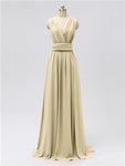 A-line Convertable V Neck Floor Length Jersey Bridesmaid Dresses