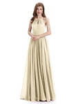 A-line Halter Simple Floor-Length Bridesmaid Dresses