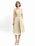 A-line Halter Sleeveless Pleats Short Bridesmaid Dresses