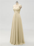 A-line Strap Chiffon Floor Length Long Bridesmaid Dresses